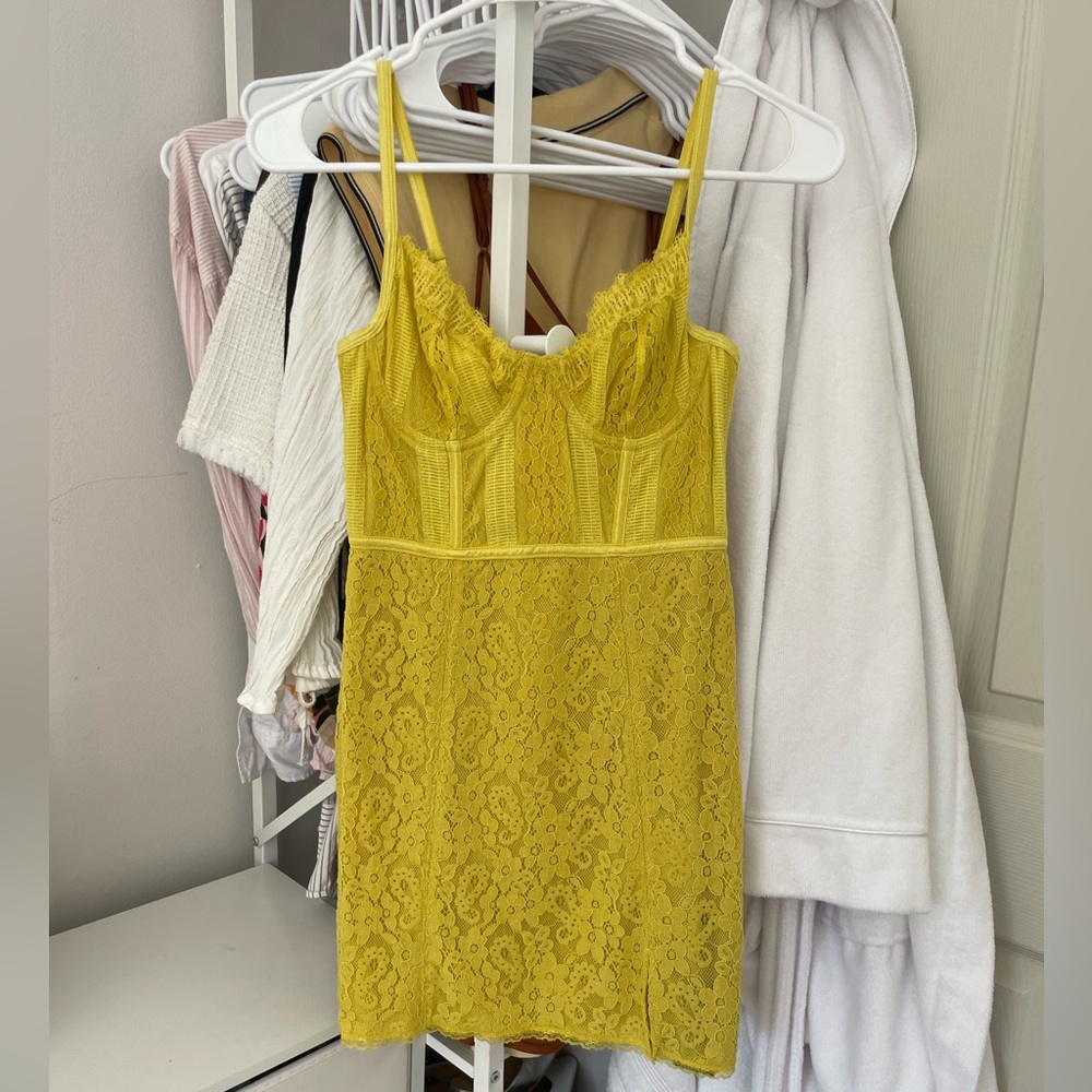 NWT Urban Outfitters Yellow lace Mini Dress